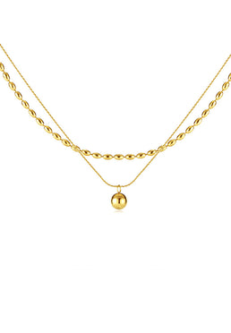 Solana Orb Pendant Multi-Layered Chain Necklace in Gold