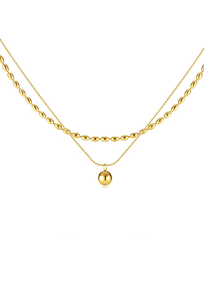 Solana Orb Pendant Multi-Layered Chain Necklace in Gold