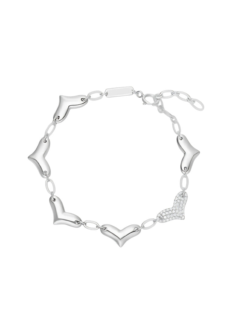 Fluttering Heart Charms Chain Link Bracelet