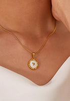 Sanctuary of Love Pendant with Mother Pearl Inlay Chain Necklace in Gold