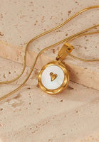 Sanctuary of Love Pendant with Mother Pearl Inlay Chain Necklace in Gold