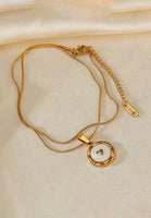 Sanctuary of Love Pendant with Mother Pearl Inlay Chain Necklace in Gold