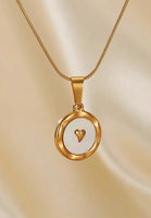 Sanctuary of Love Pendant with Mother Pearl Inlay Chain Necklace in Gold