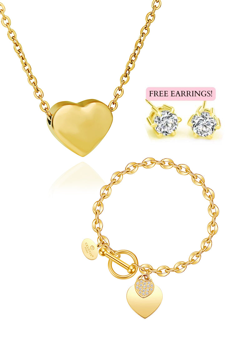 La Devotion Bracelet with Love Pendant Neckace Gift Bundle (Free Elsie Earrings)