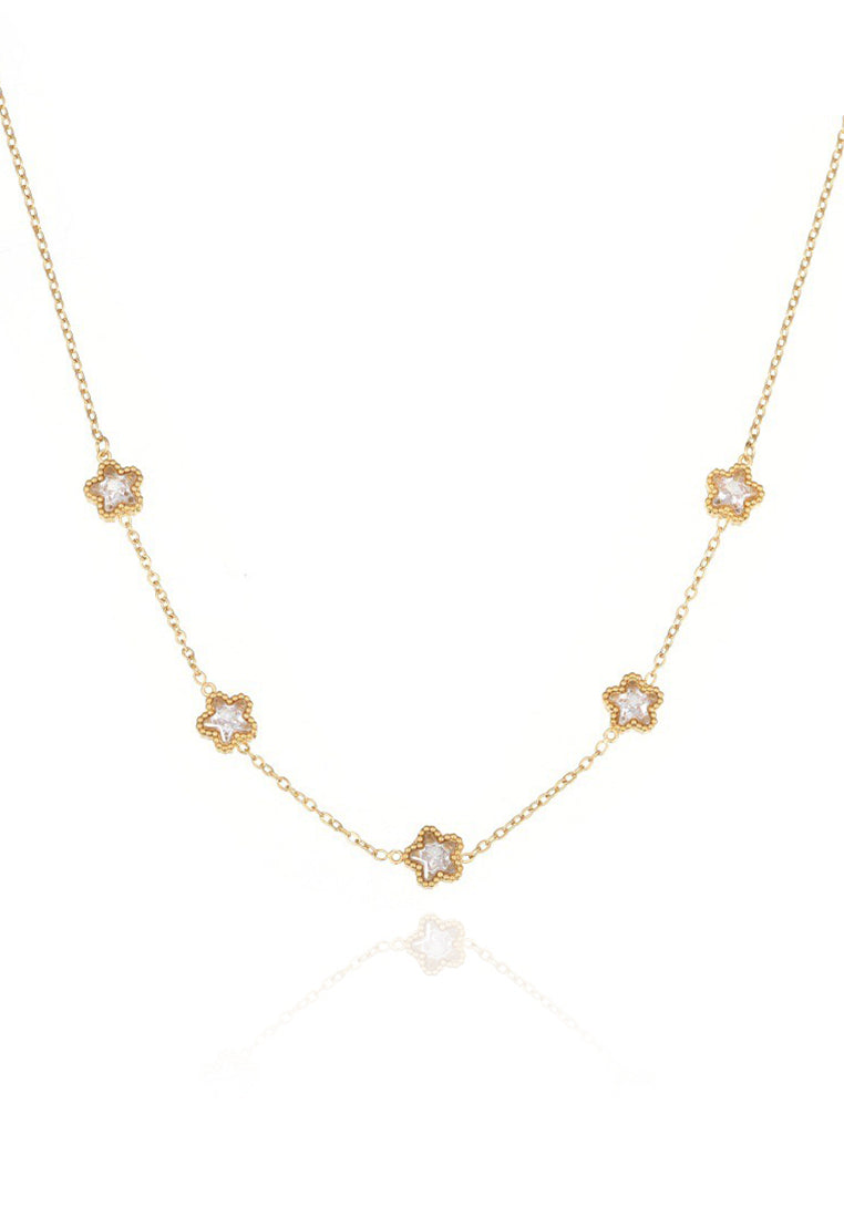 Aurora Star Cubic Zirconia Chain Necklace in Gold