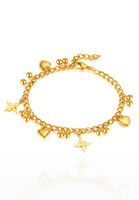 Regina Love Heart & Butterfly Engravable Pendant  Gold Chain Anklet