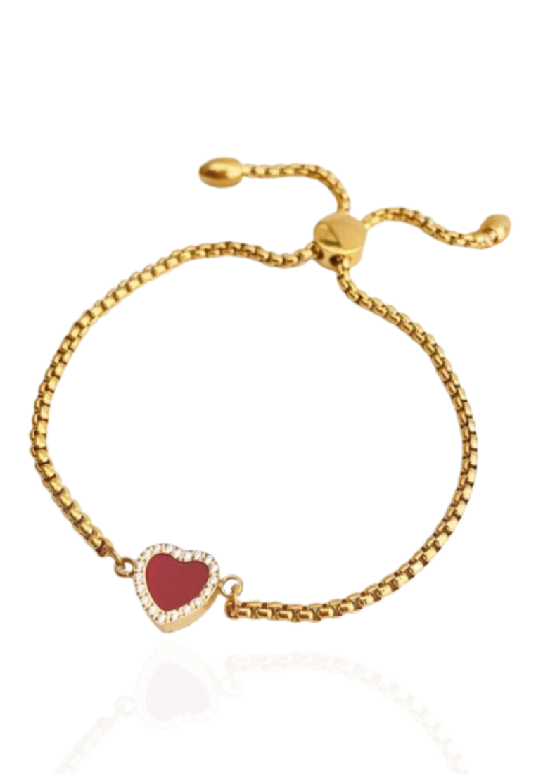 Gilded Love Pendant Adjustable Bracelet in Gold