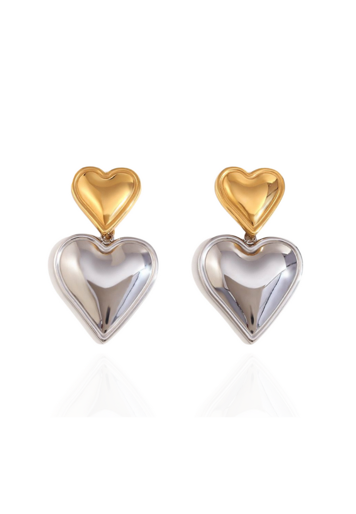 Beloved Heart Engravable Stud Drop Earrings