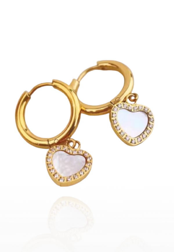 Love Frame with Cubic Zirconia Huggie Hoop Earrings