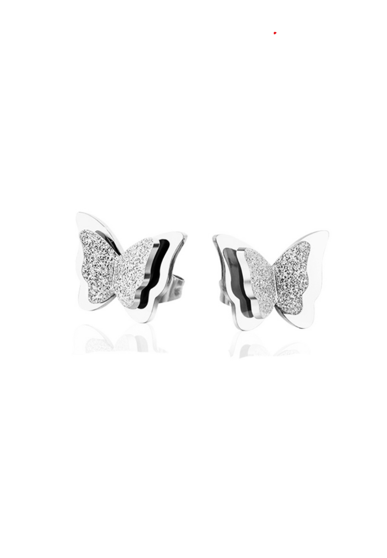 Queen Alexandra Double Frosted Butterfly Stud Earrings