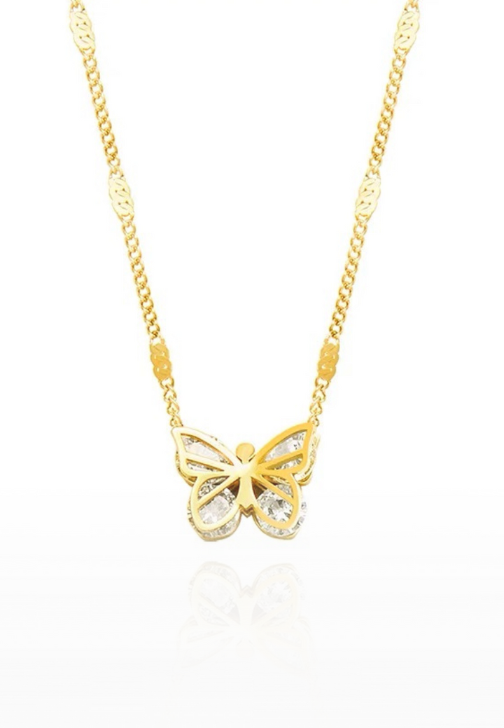 Angelette Butterfly with Zirconia Wings Pendant Chain Necklace