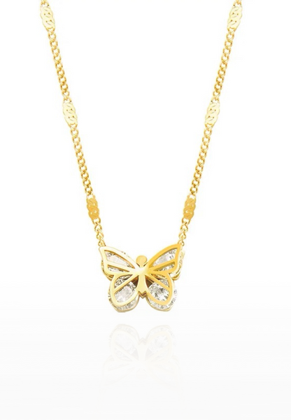 Angelette Butterfly with Zirconia Wings Pendant Chain Necklace