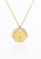 Angelica 3rd Eyes with Cubic Zirconia Pendant Chain Necklace in Gold