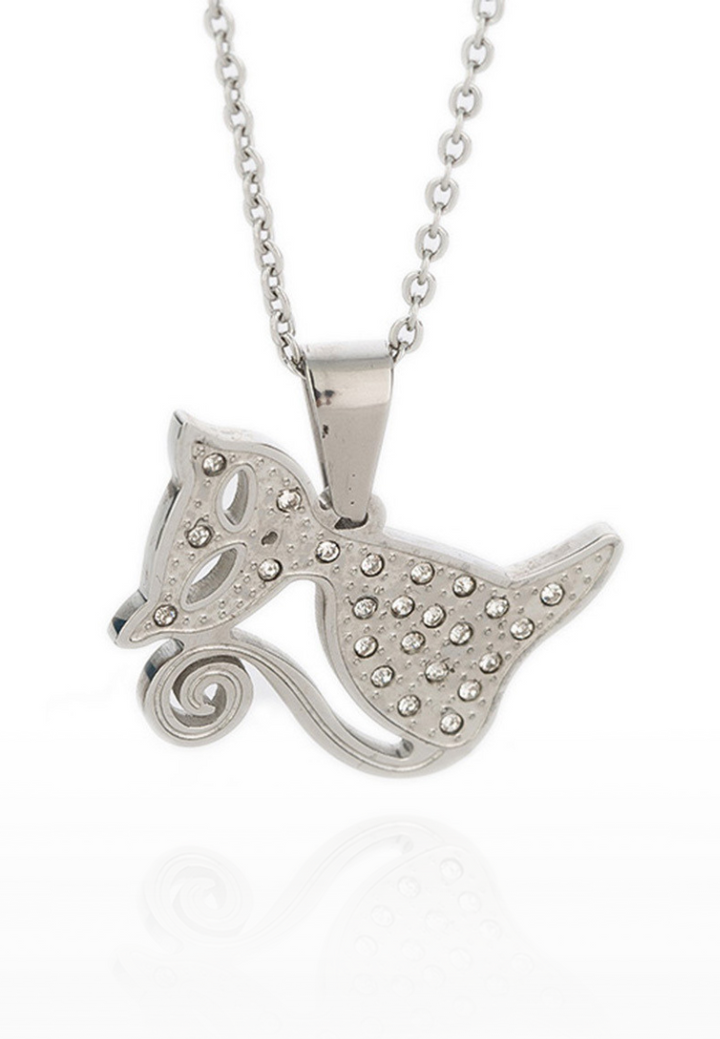 Callie Kitty Cat Pendant with Cubic Zirconia Chain Necklace