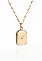 Eolia Rectangle with Cubic Zirconia Pendant Chain Necklace in Gold