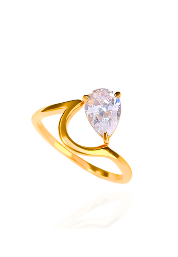 Aria Cubic Zirconia Curve Band Ring in Gold