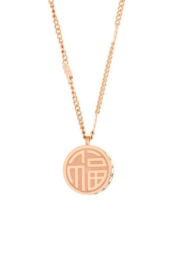 Golden Luck Symbolic Coin Reversible Pendant Chain Necklace