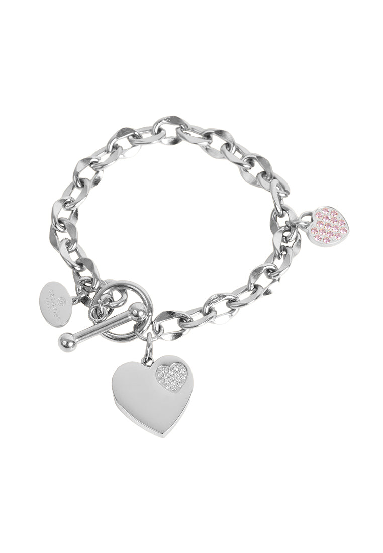 True Devotion Heart Pendant with Cubic Zirconia Charm Bracelet