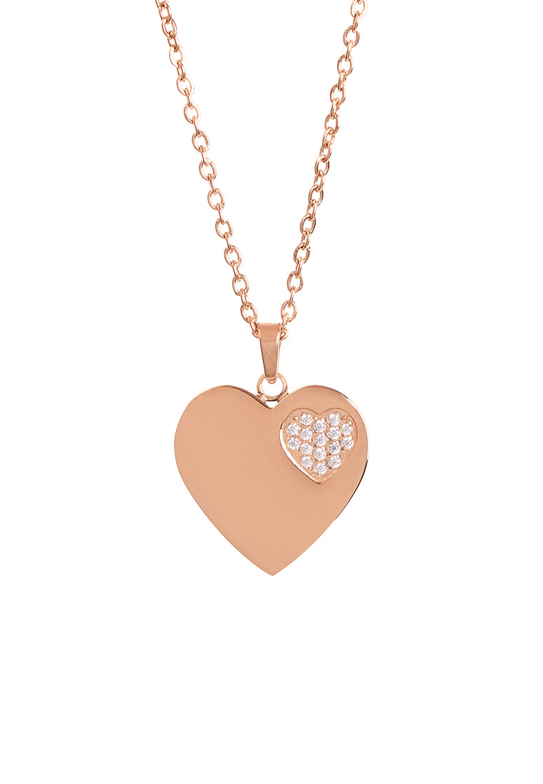 True Devotion Heart Pendant with Cubic Zirconia Charm Necklace