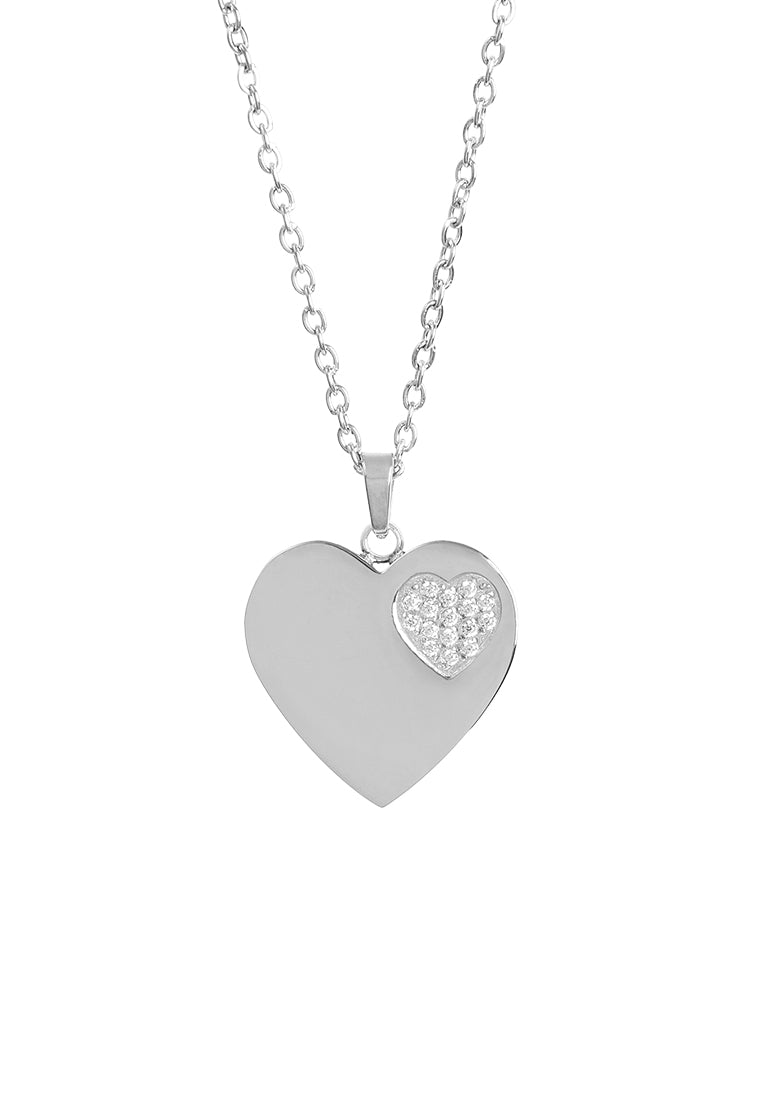 True Devotion Heart Pendant with Cubic Zirconia Charm Necklace