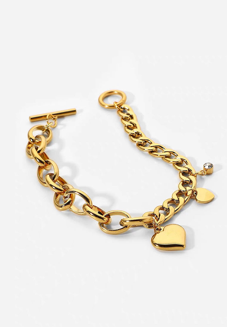 Ardence Heart Bijoux Pendant with Heart Tag Bracelet