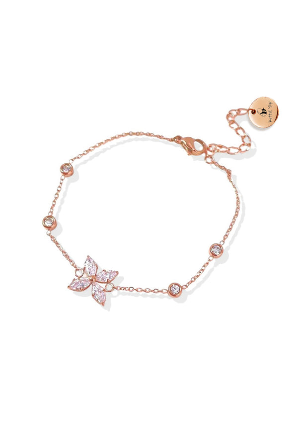 Kittieyiyi Picks | Ixora Flower Zirconia Chain Bracelet in Rose Gold