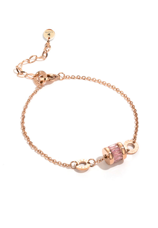 Kittieyiyi Picks | Oceane Cryolite with Roman Numeric Bracelet In Pink