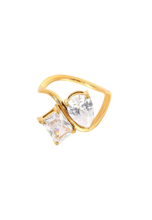 Marissa Cubic Zirconia Curve Band Ring in Gold