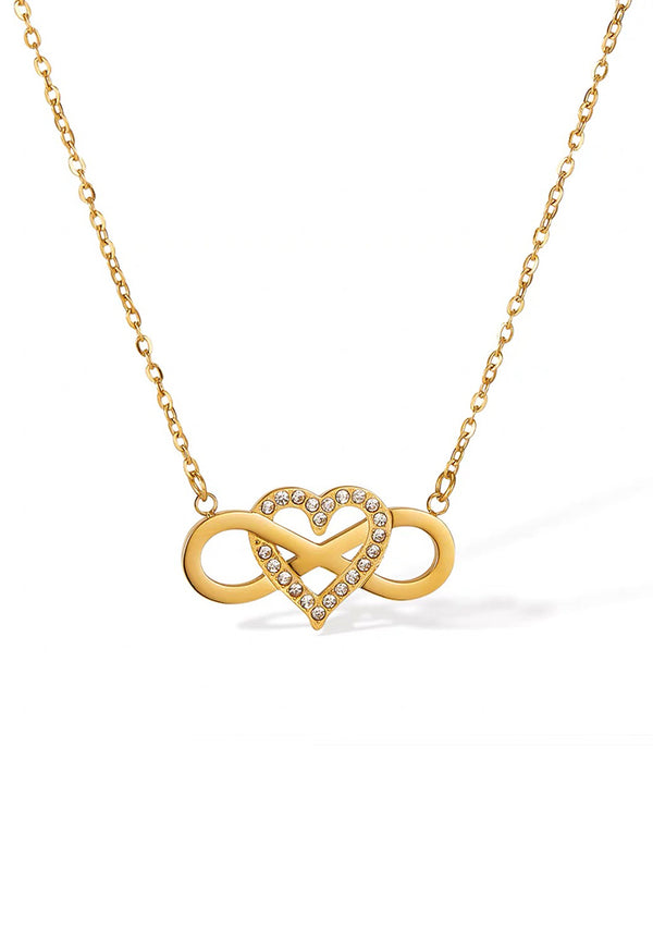 Eternal Love Heart and Infinity Pendant Chain Necklace