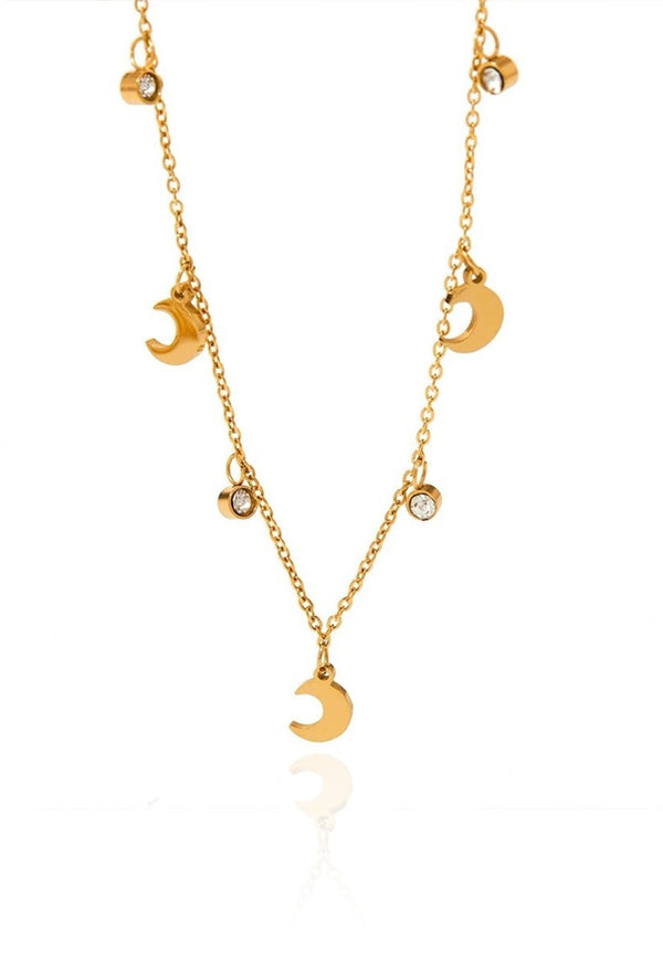 Lunara Moon Pendant in Gold Chain Necklace