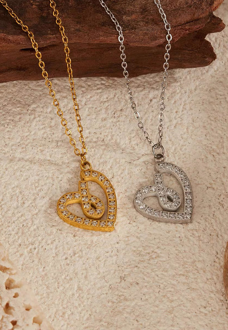 Embrace Cubic Zirconia Heart Pendant Chain Necklace