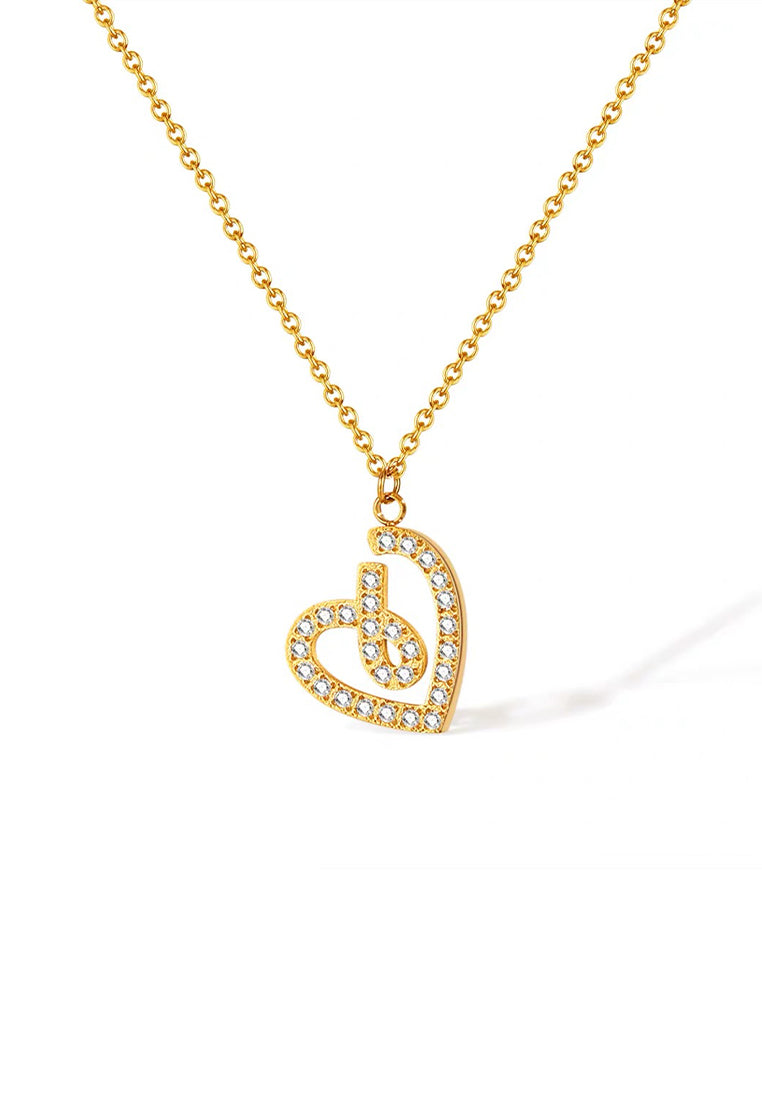 Embrace Cubic Zirconia Heart Pendant Chain Necklace