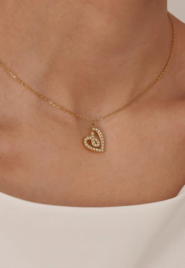 Embrace Cubic Zirconia Heart Pendant Chain Necklace