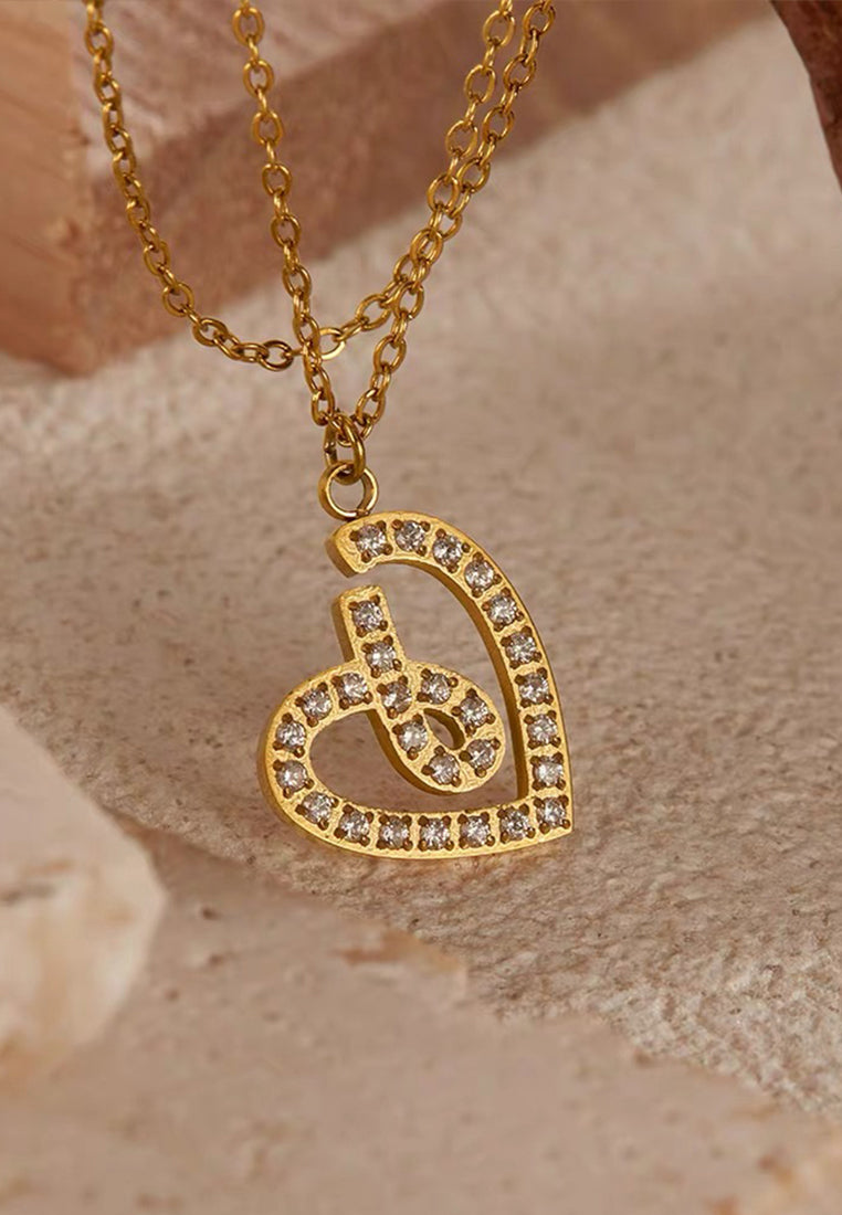 Embrace Cubic Zirconia Heart Pendant Chain Necklace