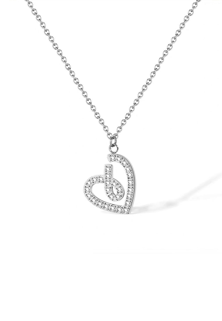 Embrace Cubic Zirconia Heart Pendant Chain Necklace