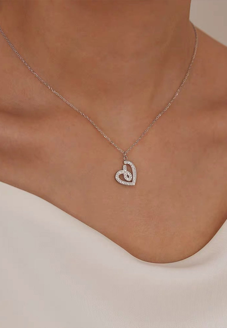 Embrace Cubic Zirconia Heart Pendant Chain Necklace