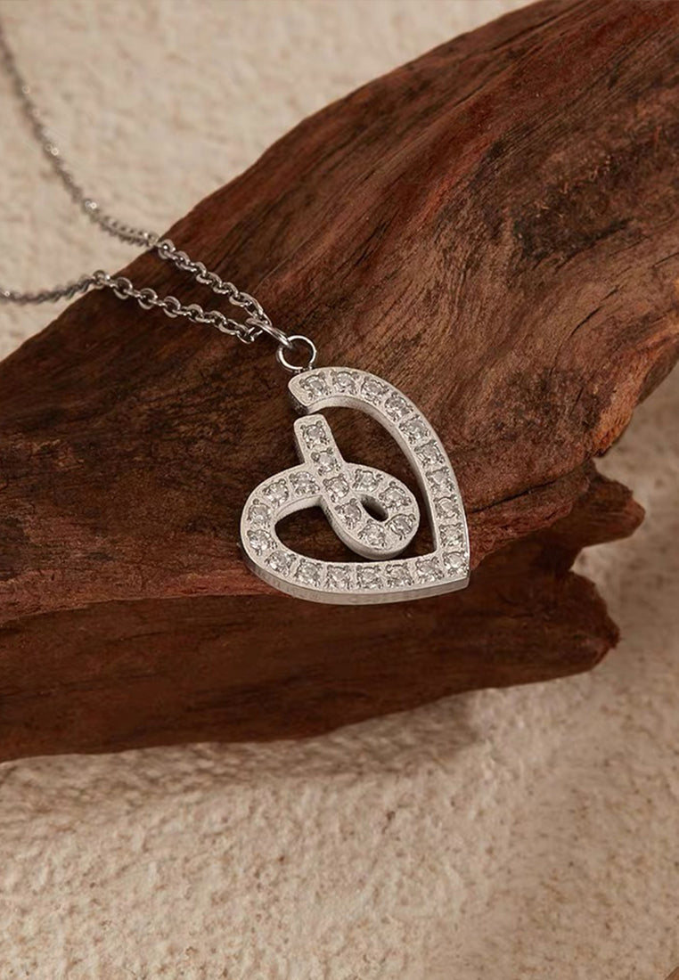 Embrace Cubic Zirconia Heart Pendant Chain Necklace