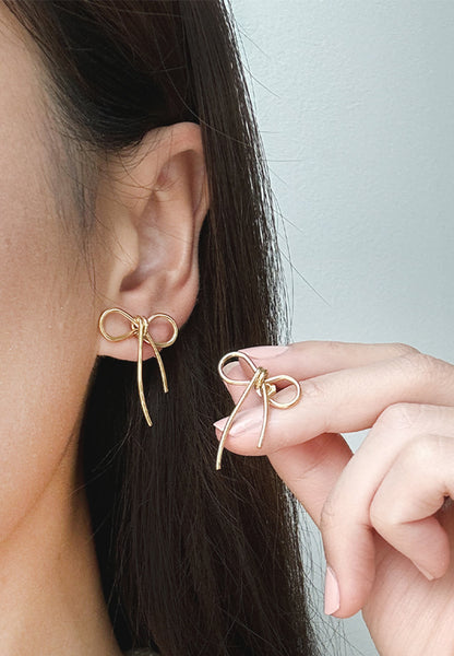 Avery Bow Stud Earrings in Gold