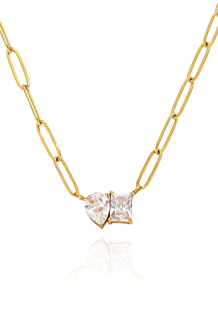 Marissa Cubic Zirconia Pendant Link Chain Necklace in Gold