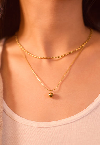 Solana Orb Pendant Multi-Layered Chain Necklace in Gold