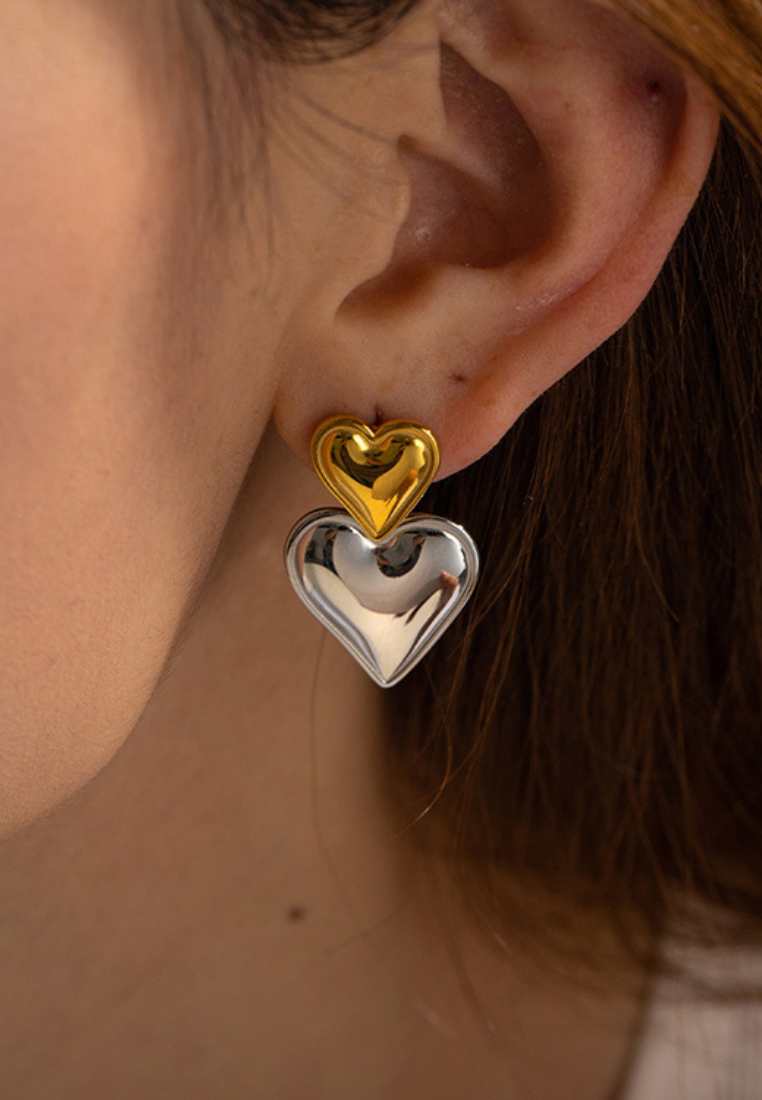 Beloved Heart Engravable Stud Drop Earrings