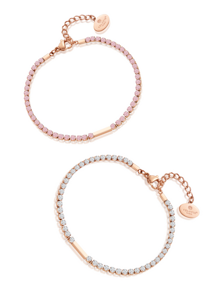 Maison Sparkling Pink & White CZ Tennis Bracelet Set (Limited Edition)