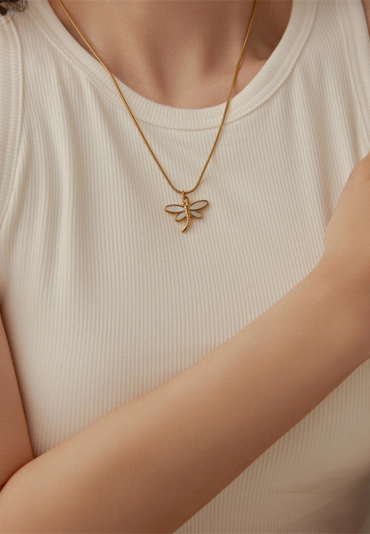 Danica Dragonfly Pendant Chain Necklace in Gold
