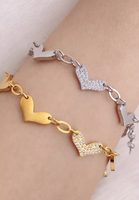 Fluttering Heart Charms Chain Link Bracelet