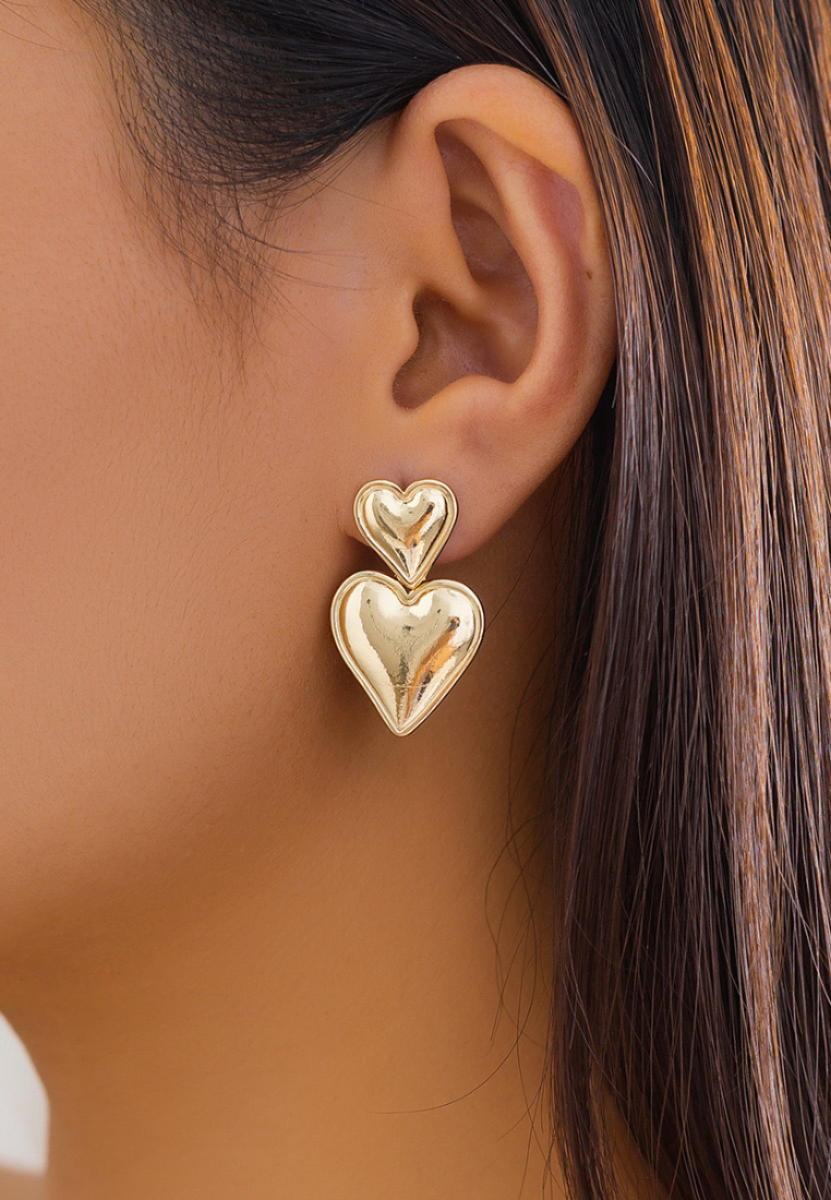 Beloved Heart Engravable Stud Drop Earrings