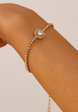 Ameline Solitaire Charm Tennis Bracelet