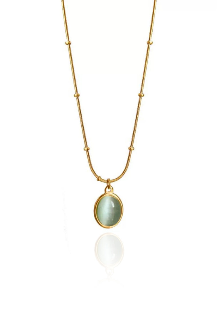 Verde Cat Eye Pendant Chain Necklace in Gold