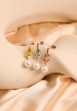 Miquella Pearl Knot Drop Earrings