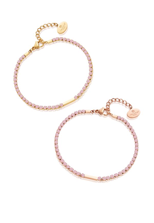 Maison Sparkling Pink CZ Tennis Bracelet Set (Limited Edition)