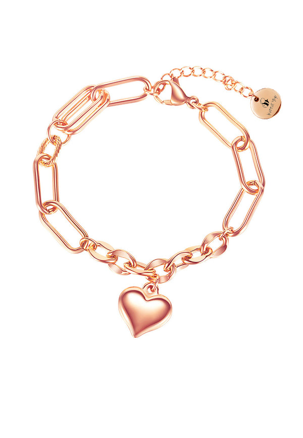 Kittieyiyi Picks | Everlast Engravable Heart Link Chain Bracelet in Rose Gold